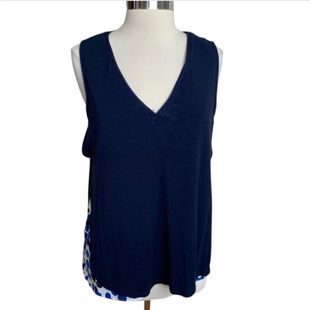 DALETTA Top Navy Tank Size Large Layered